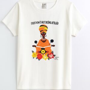 White Cotton T-Shirt with FreeDoMisNotBeingAfraid Logo