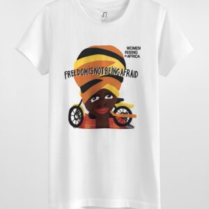 White Cotton T-Shirt with FreeDoMisNotBeingAfraid Logo